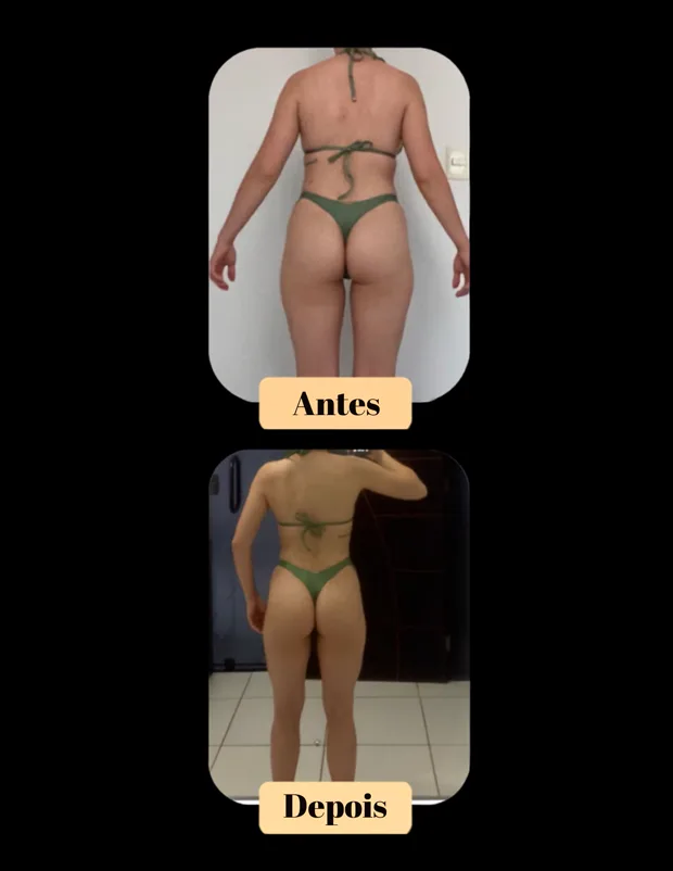 Transformação de aluna, antes e depois